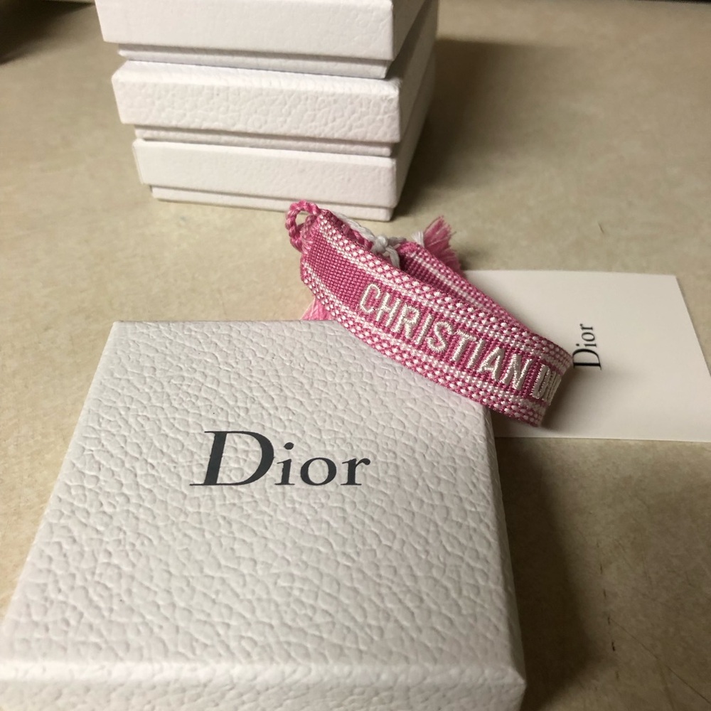 Christian Dior Friendship Bracelet Hot Pink Women Woven Bracelet Embroidered